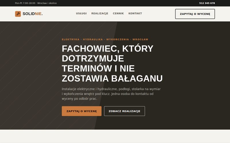Podgląd strony internetowej fachowca Solidnie